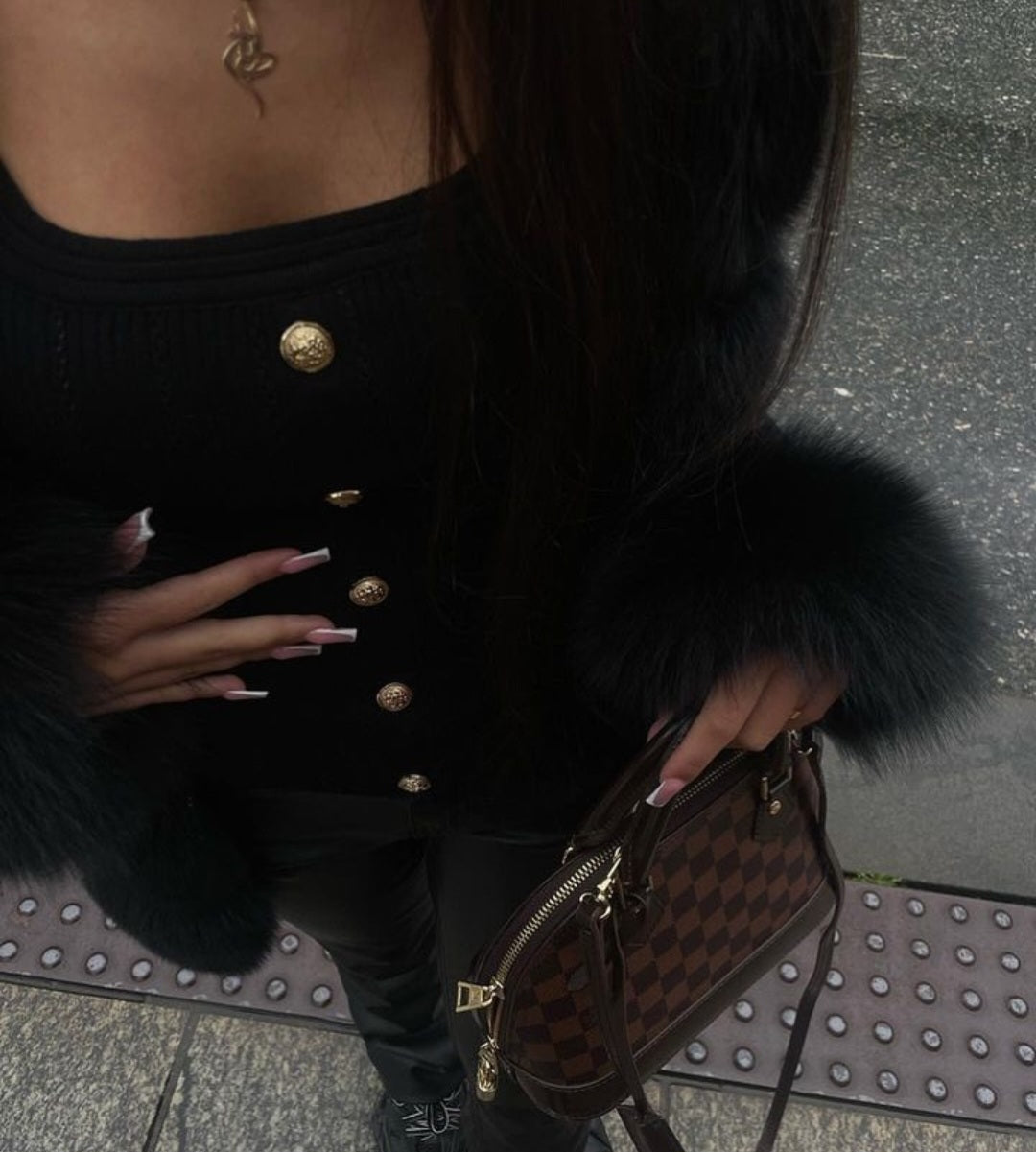 Luxury Faux Fur Cardigan - Nero