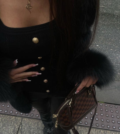 Luxury Faux Fur Cardigan - Nero