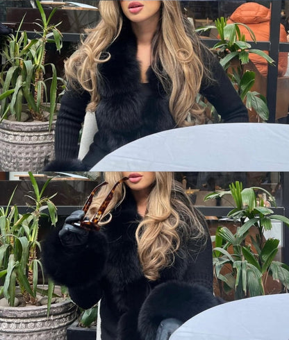 Luxury Faux Fur Cardigan - Nero