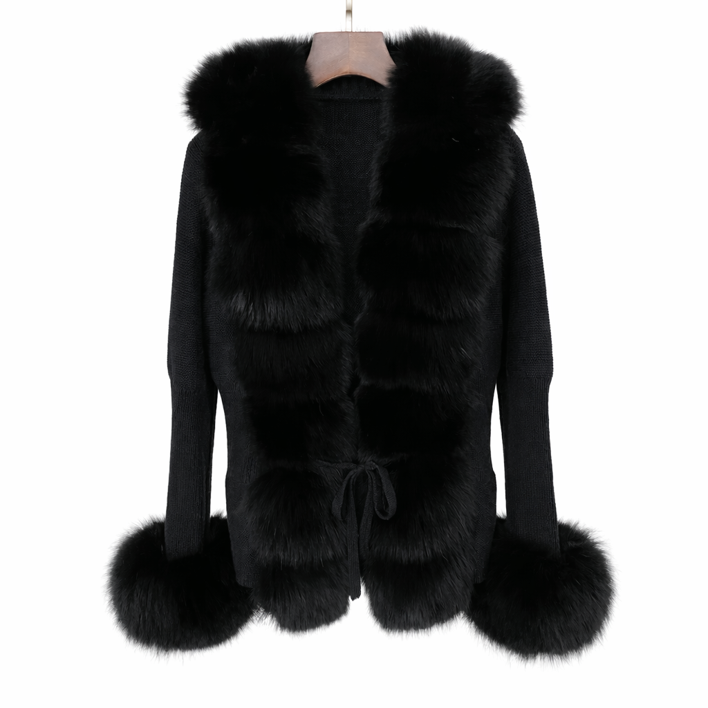 Luxury Faux Fur Cardigan - Nero
