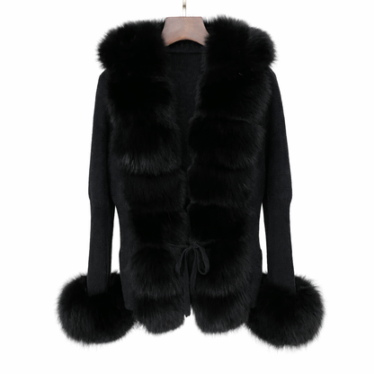 Luxury Faux Fur Cardigan - Nero